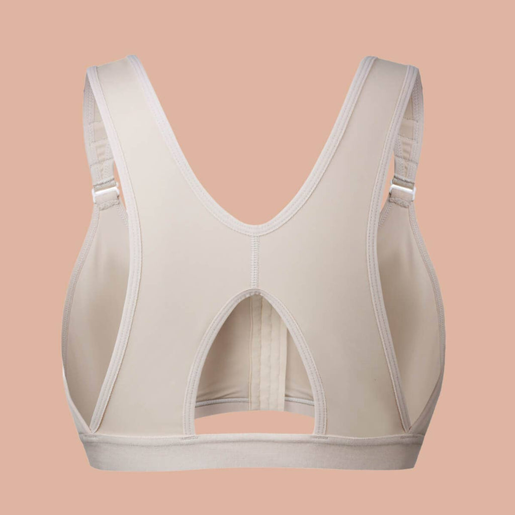 Front Closure Post-Surgery Bra: Beige