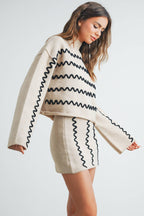 Wavy Stripe Turtleneck Sweater