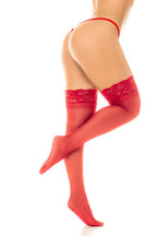 Sheer Thigh Highs Red - Intimate Whispers