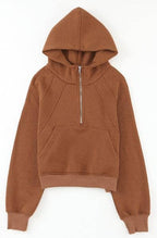 Quarter Zip Brown Hoodie - Intimate Whispers
