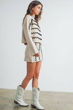 Wavy Stripe Turtleneck Sweater