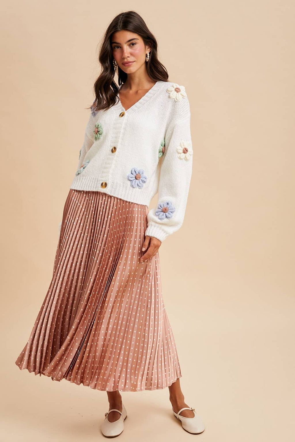 3D Knitted Floral Cardigan