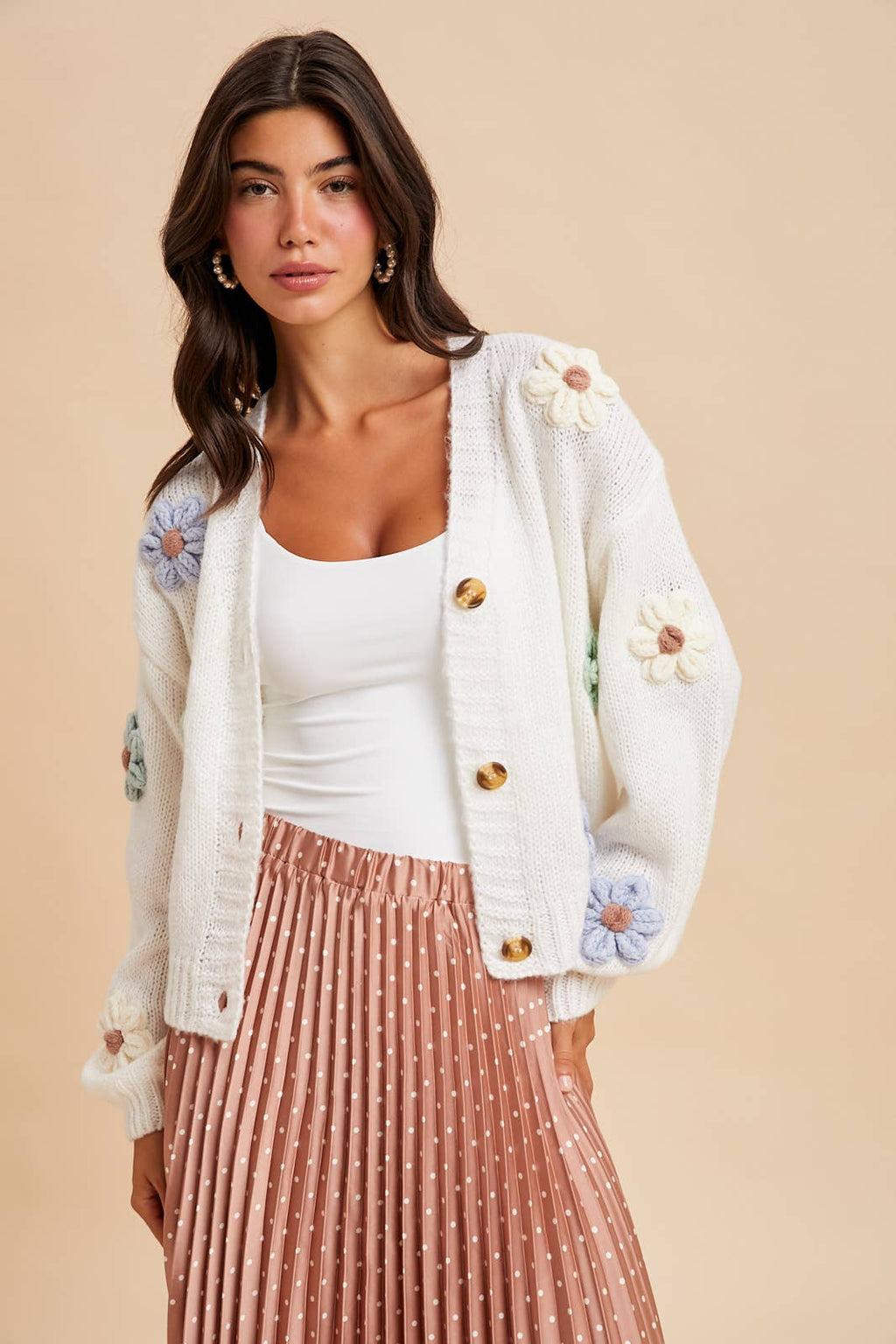 3D Knitted Floral Cardigan
