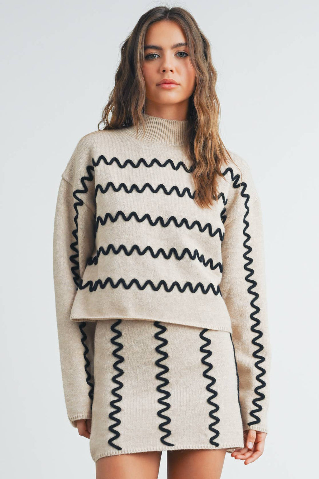Wavy Stripe Mini Sweater Skirt