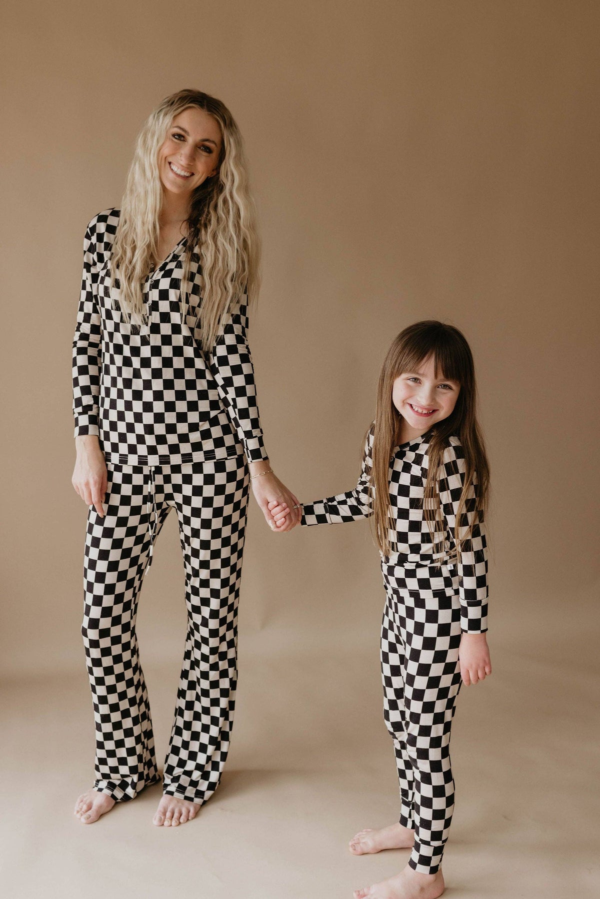 Women's Bamboo Pajamas Black Checkerboard
