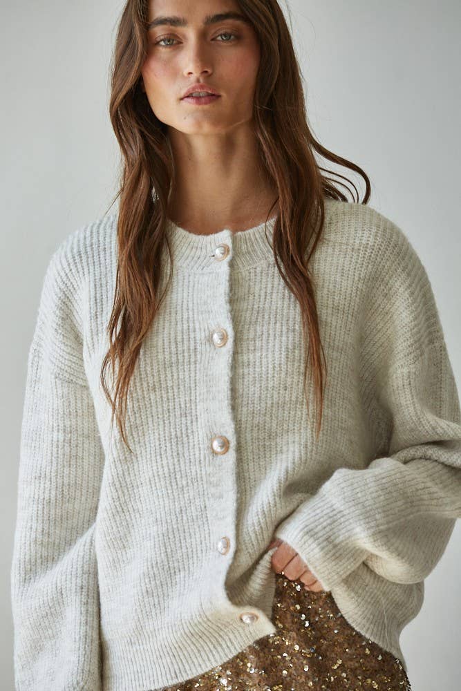 Knit Button Cardigan Oatmeal