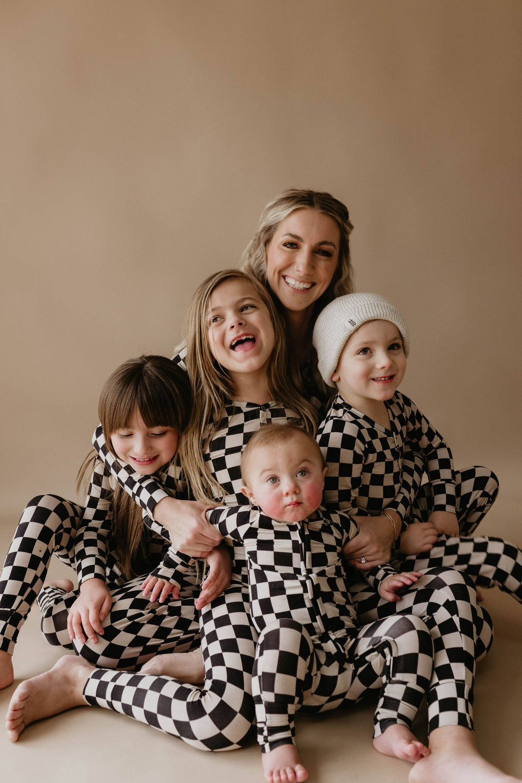 Women's Bamboo Pajamas Black Checkerboard