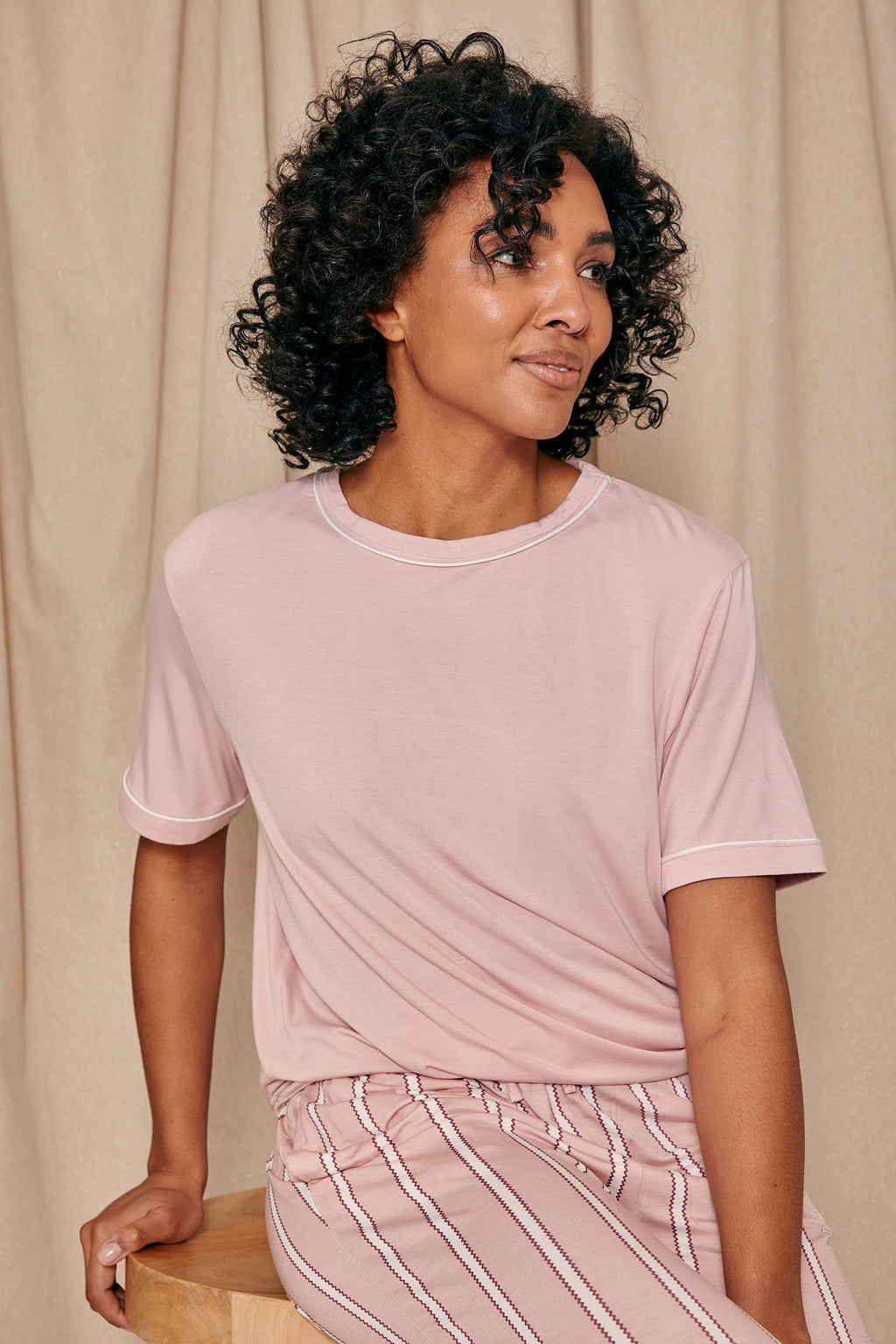 Bamboo Tee and Trouser Set : Blush Stripe