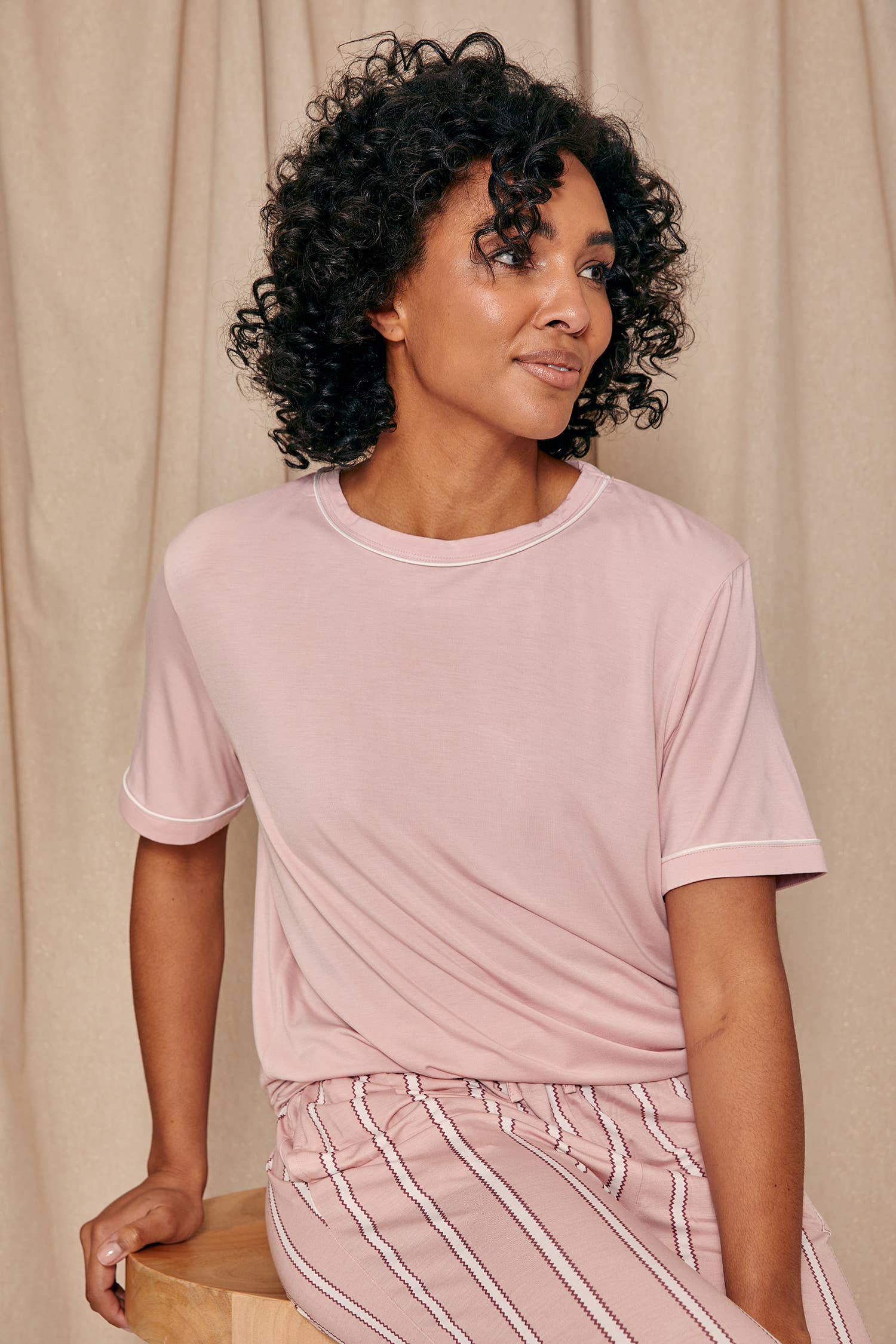 Bamboo Tee and Trouser Set : Blush Stripe