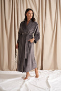 Velour Longline Robe: Raven