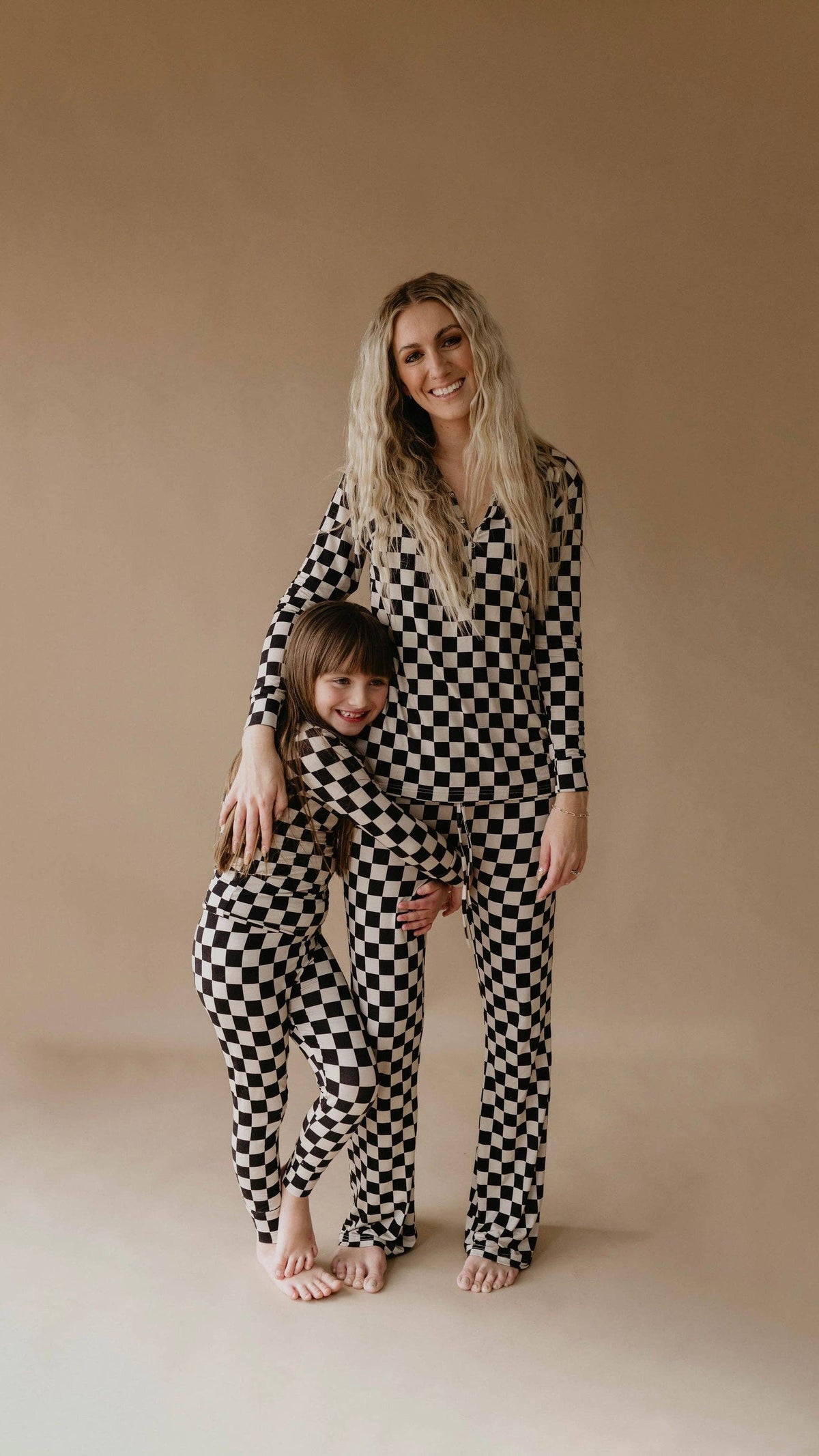 Women's Bamboo Pajamas Black Checkerboard