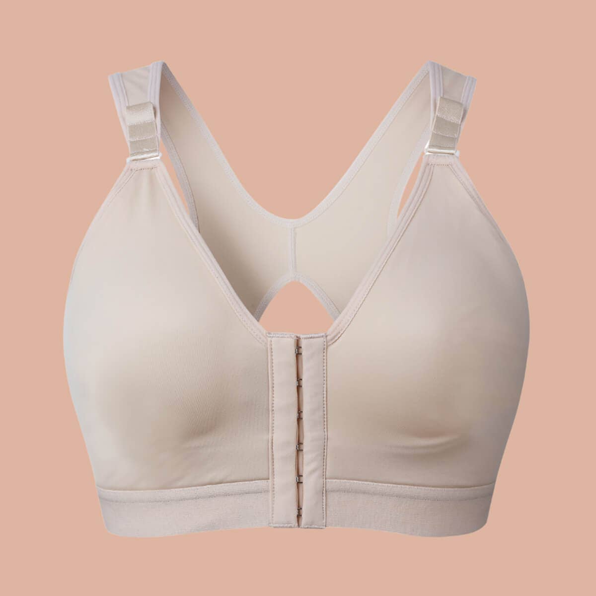 Front Closure Post-Surgery Bra: Beige