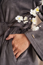 Velour Longline Robe: Raven - Intimate Whispers