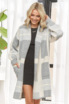 Grey Plaid Cardigan