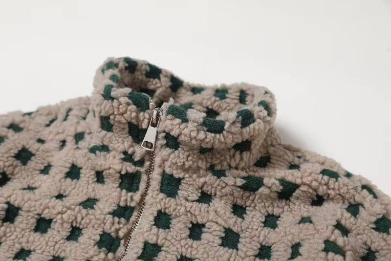 Women's Plaid Lambswool Jacket Green/Beige