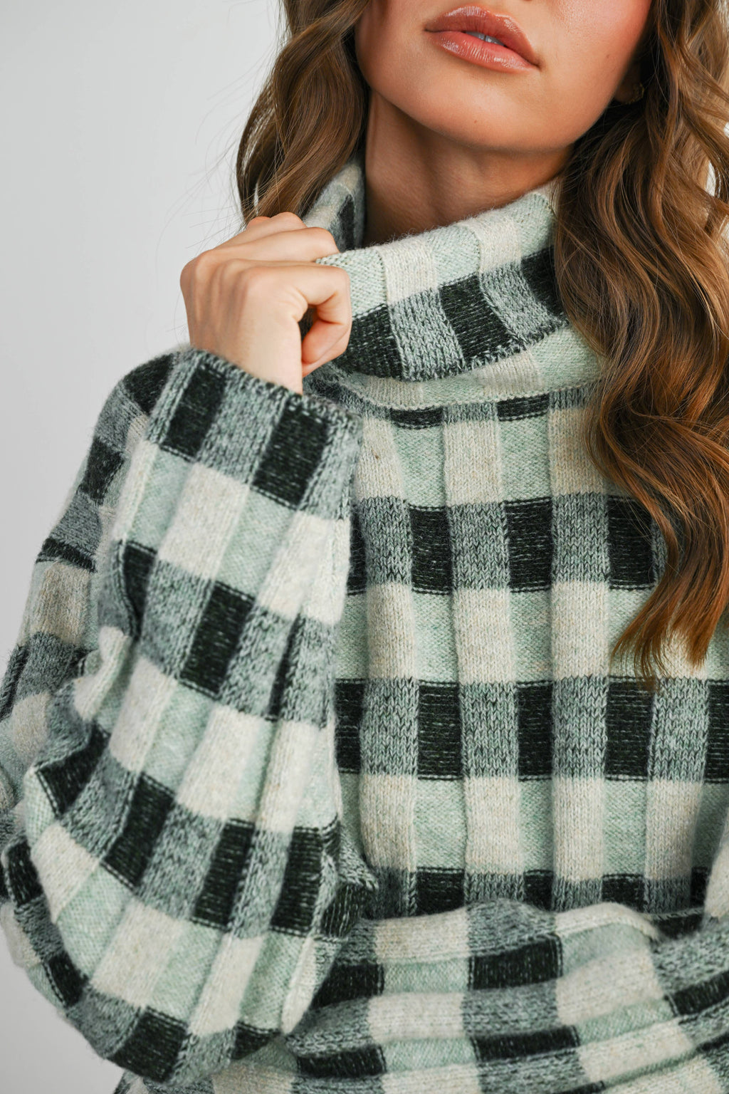 Fall Check Turtleneck Sweater