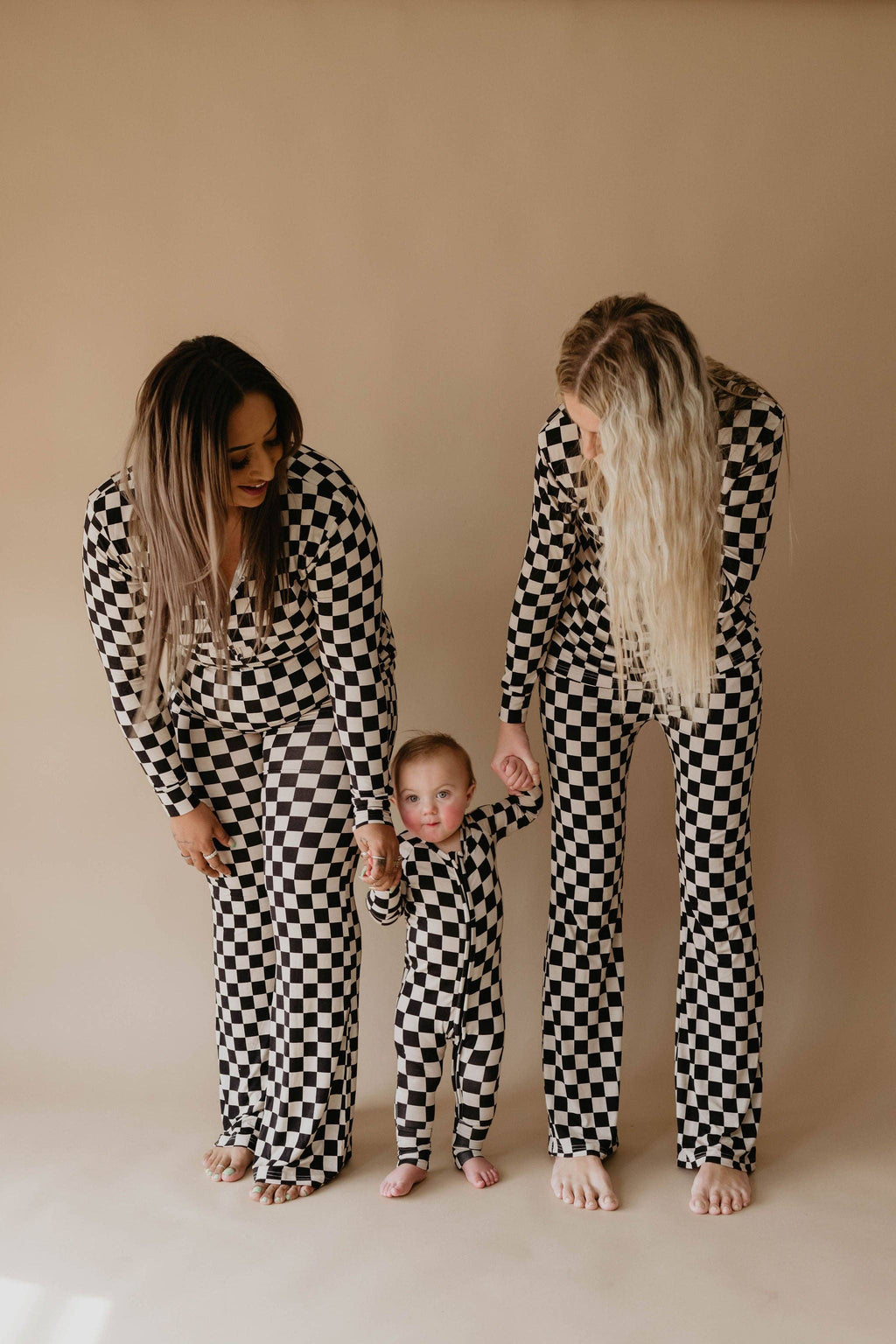 Women's Bamboo Pajamas Black Checkerboard
