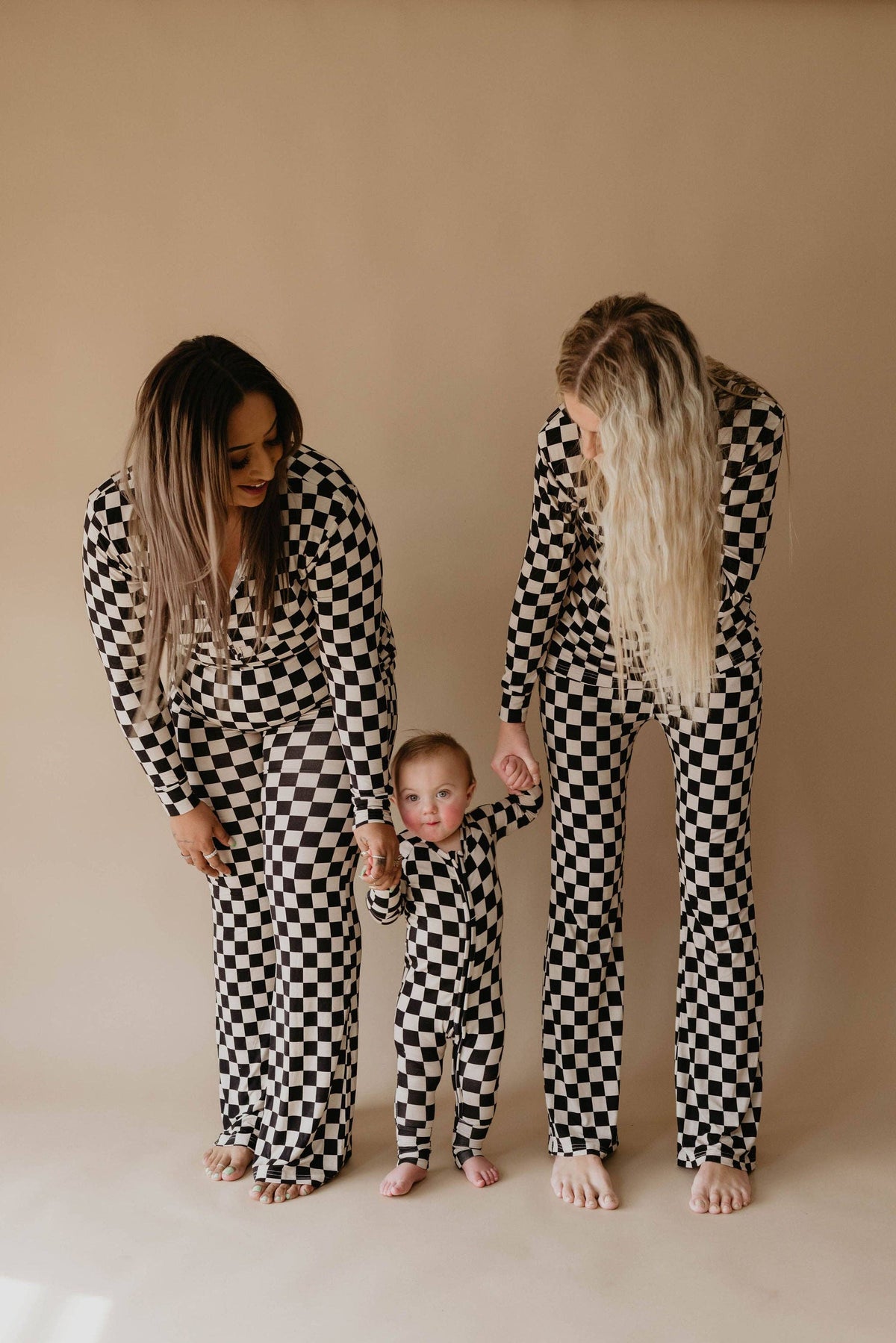 Women's Bamboo Pajamas Black Checkerboard