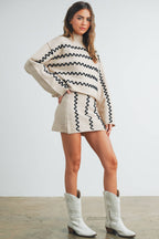 Wavy Stripe Turtleneck Sweater
