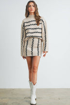 Wavy Stripe Turtleneck Sweater