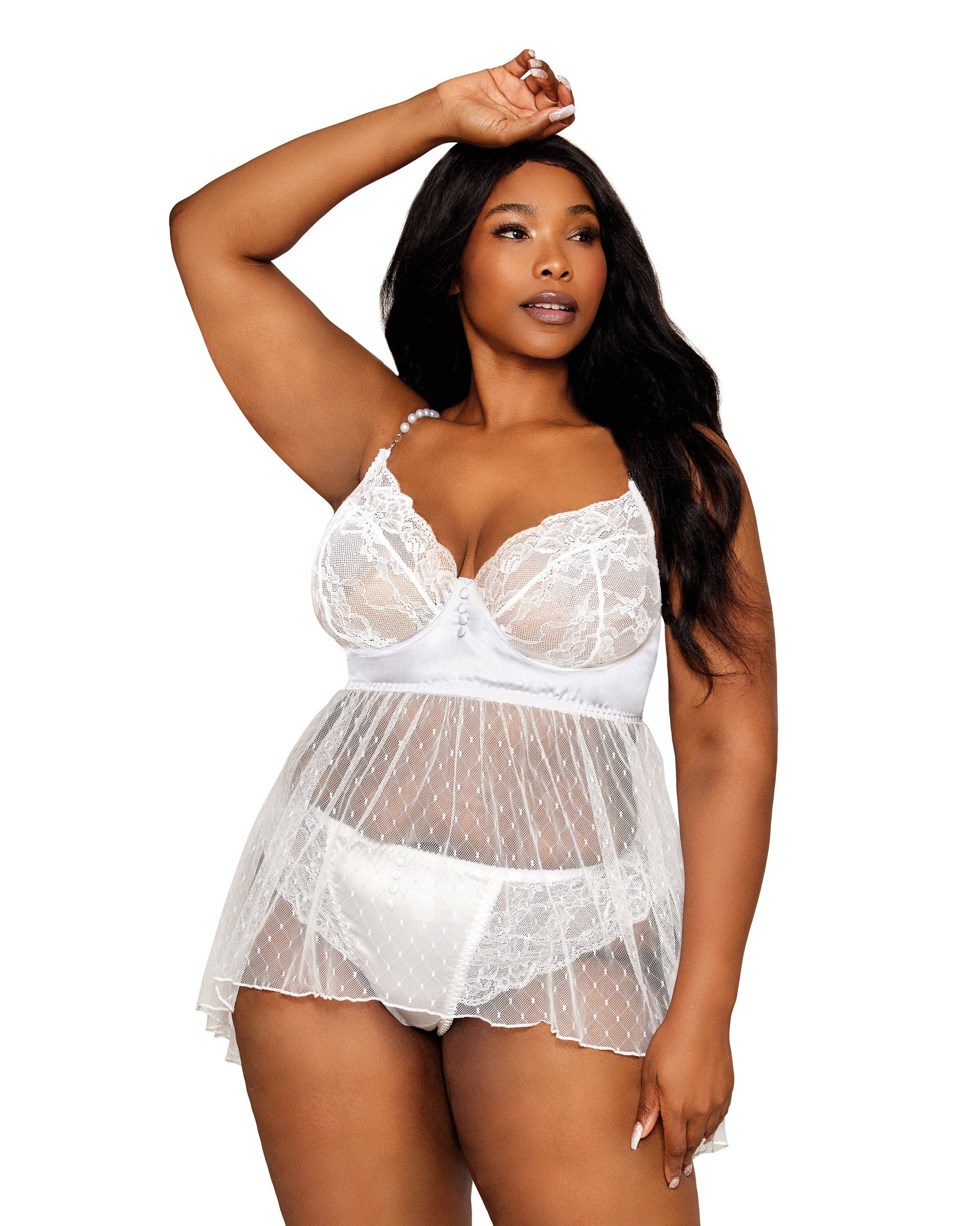 Pearl Babydoll & Panty Set - White