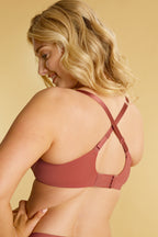 Womens Panache Moulded Cup Bra in Pink on Model Crisscross Straps