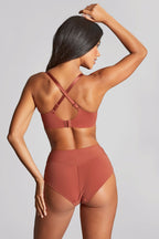 Womens Panache Moulded Cup Bra in Pink on Model Back Criss Cross Straps