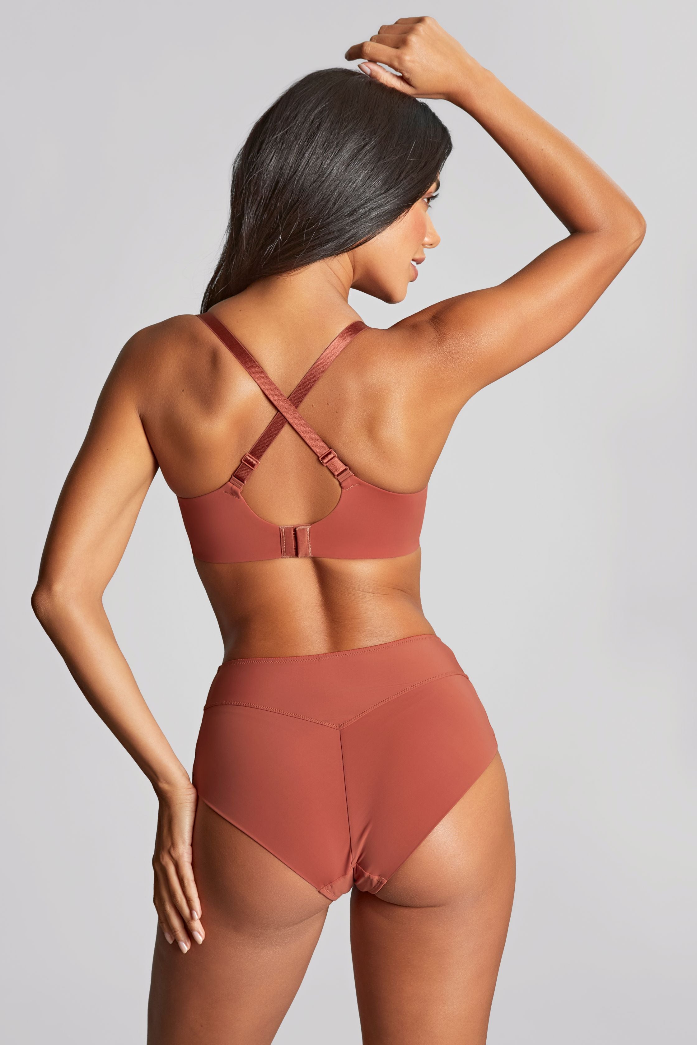 Womens Panache Moulded Cup Bra in Pink on Model Back Criss Cross Straps