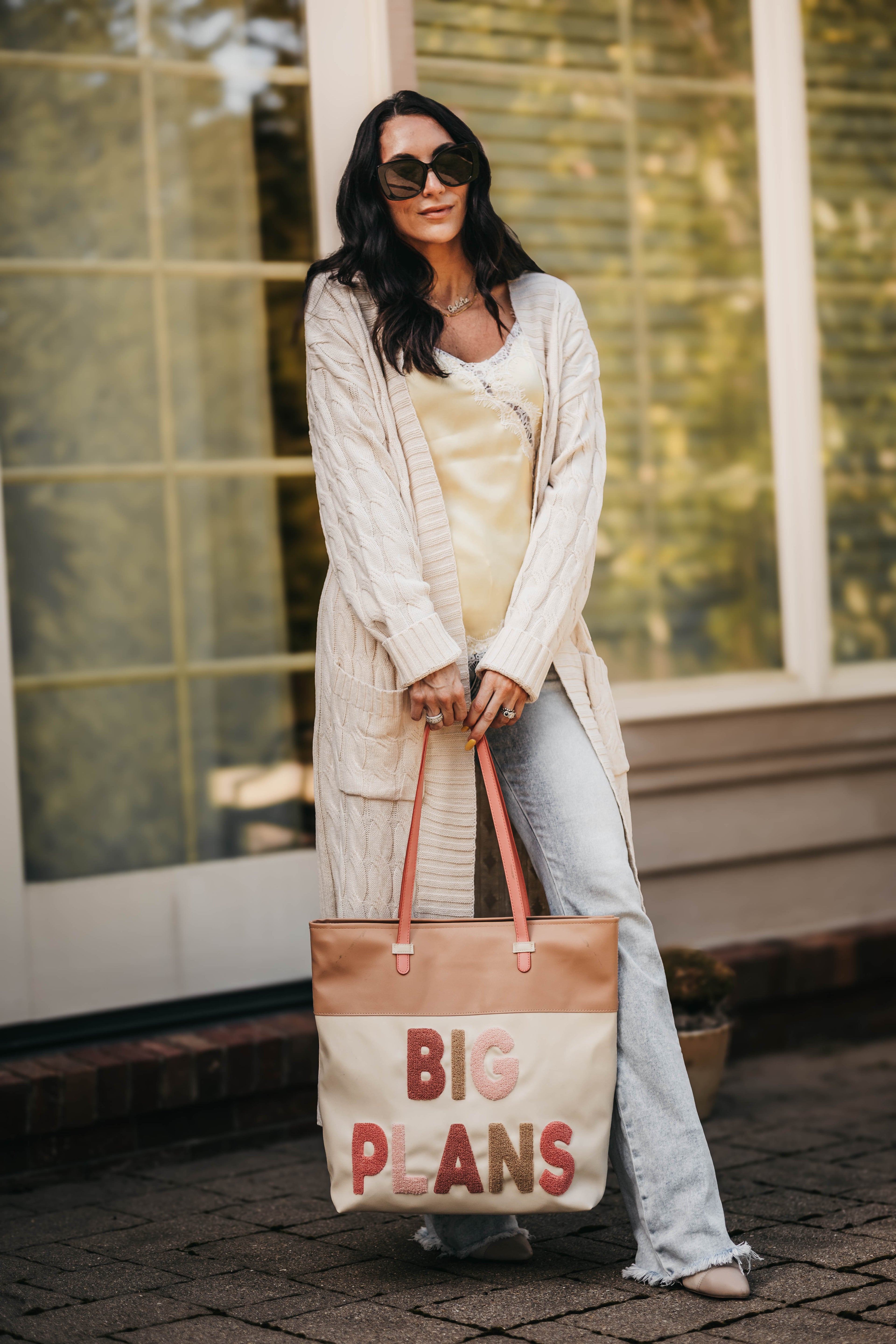 Cable Knit Long Cardigan - Cream
