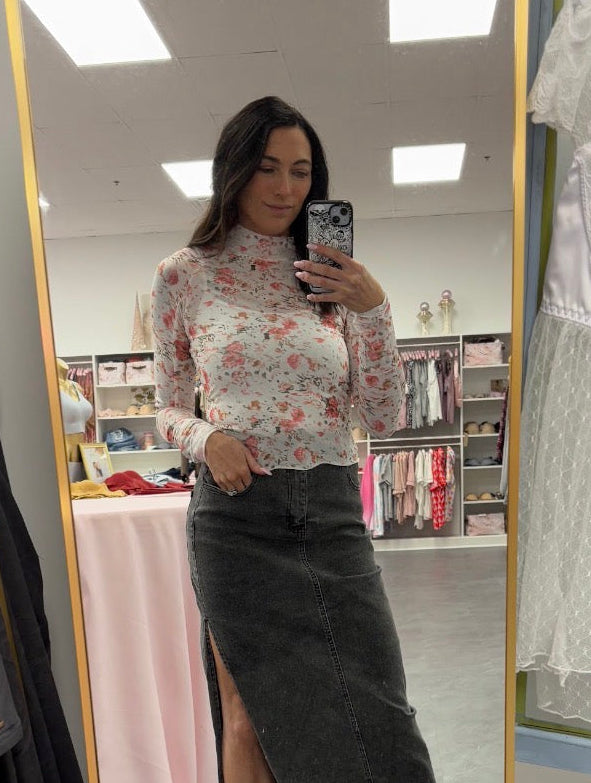 Fiona Floral Mesh Top - Pink