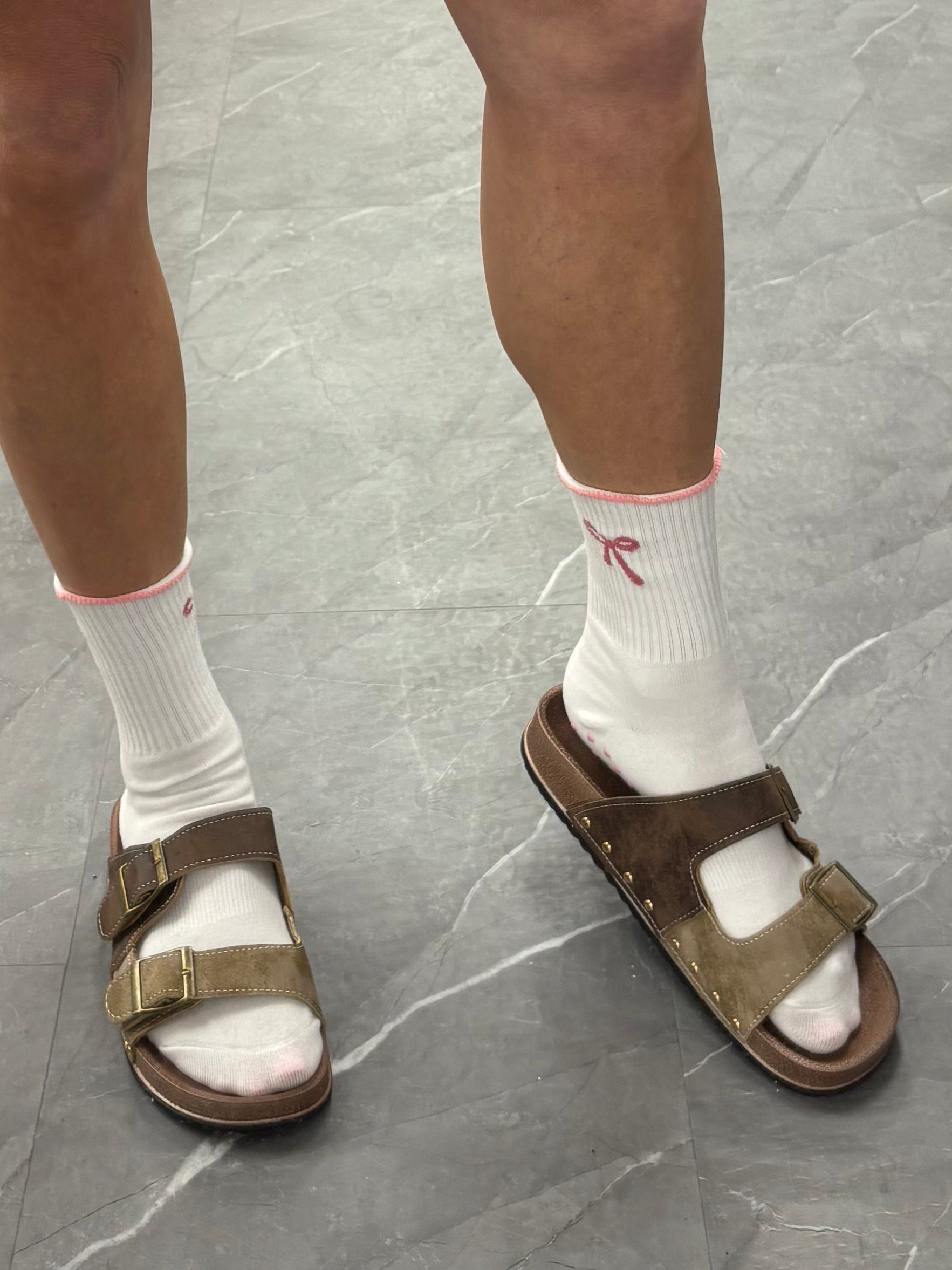 Buckle Strap Slide Sandals: Coffee
