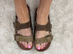 Buckle Strap Slide Sandals: Coffee - Intimate Whispers
