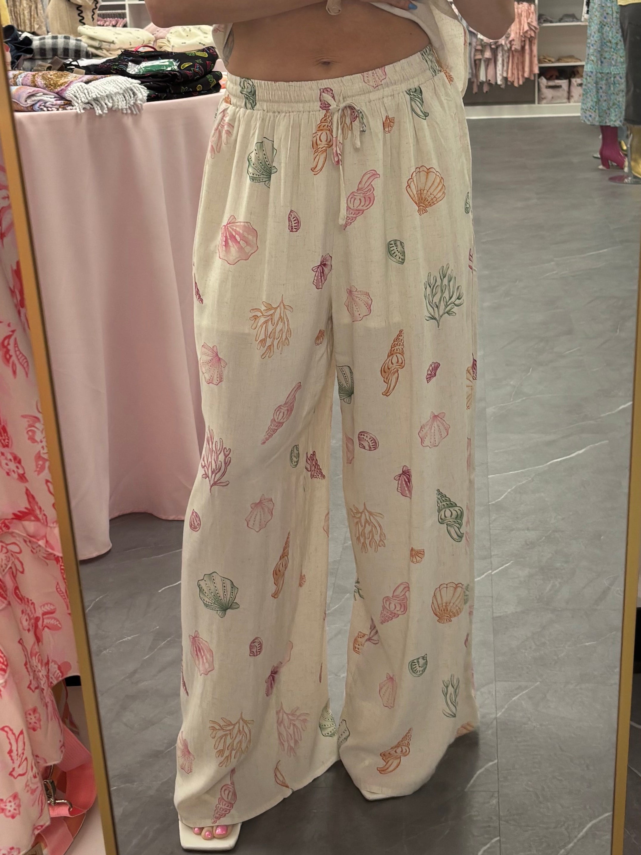 Summer Seashell Wide-Leg Pants