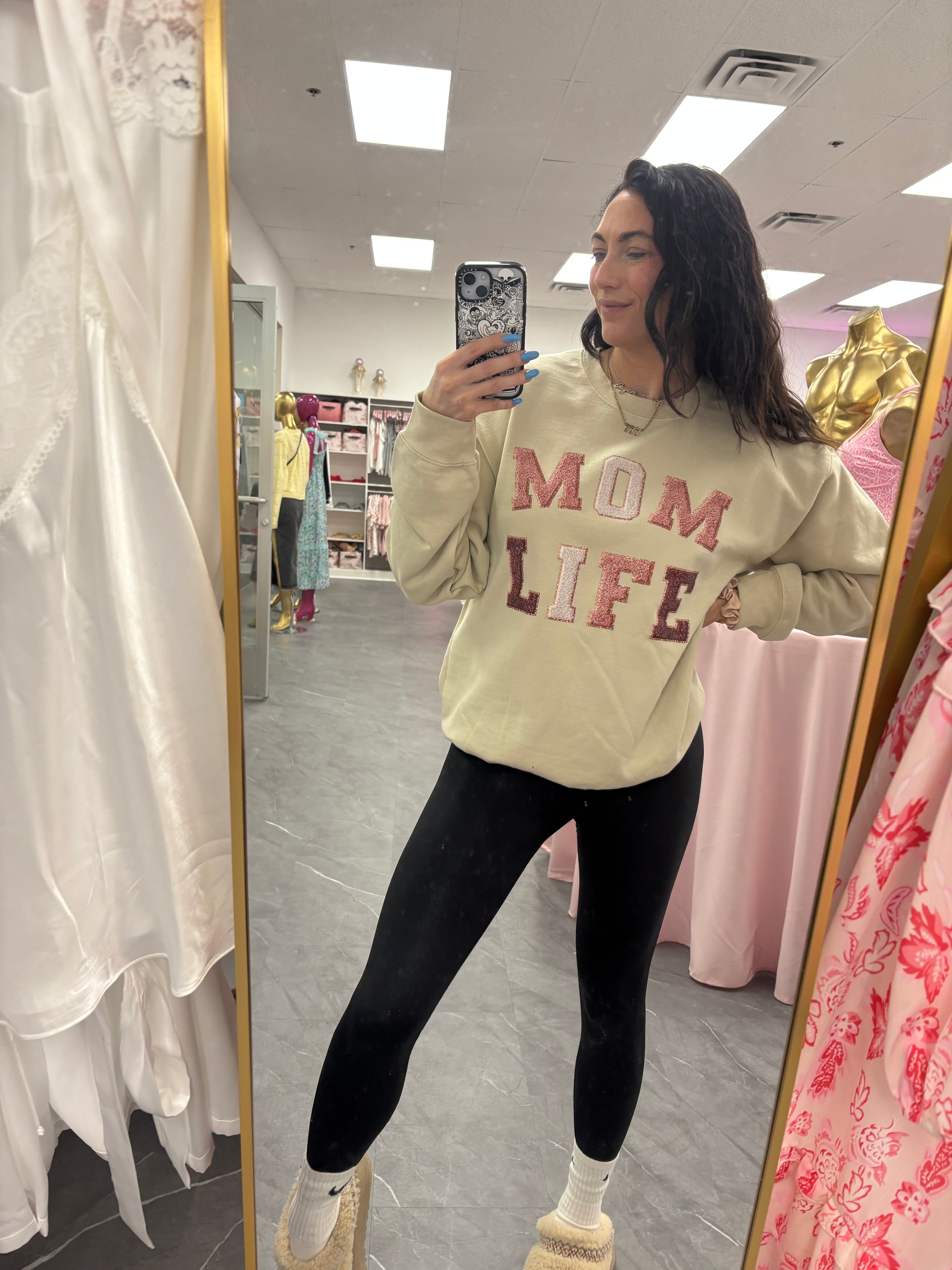 Faux Embroidery Mom Life Fleece