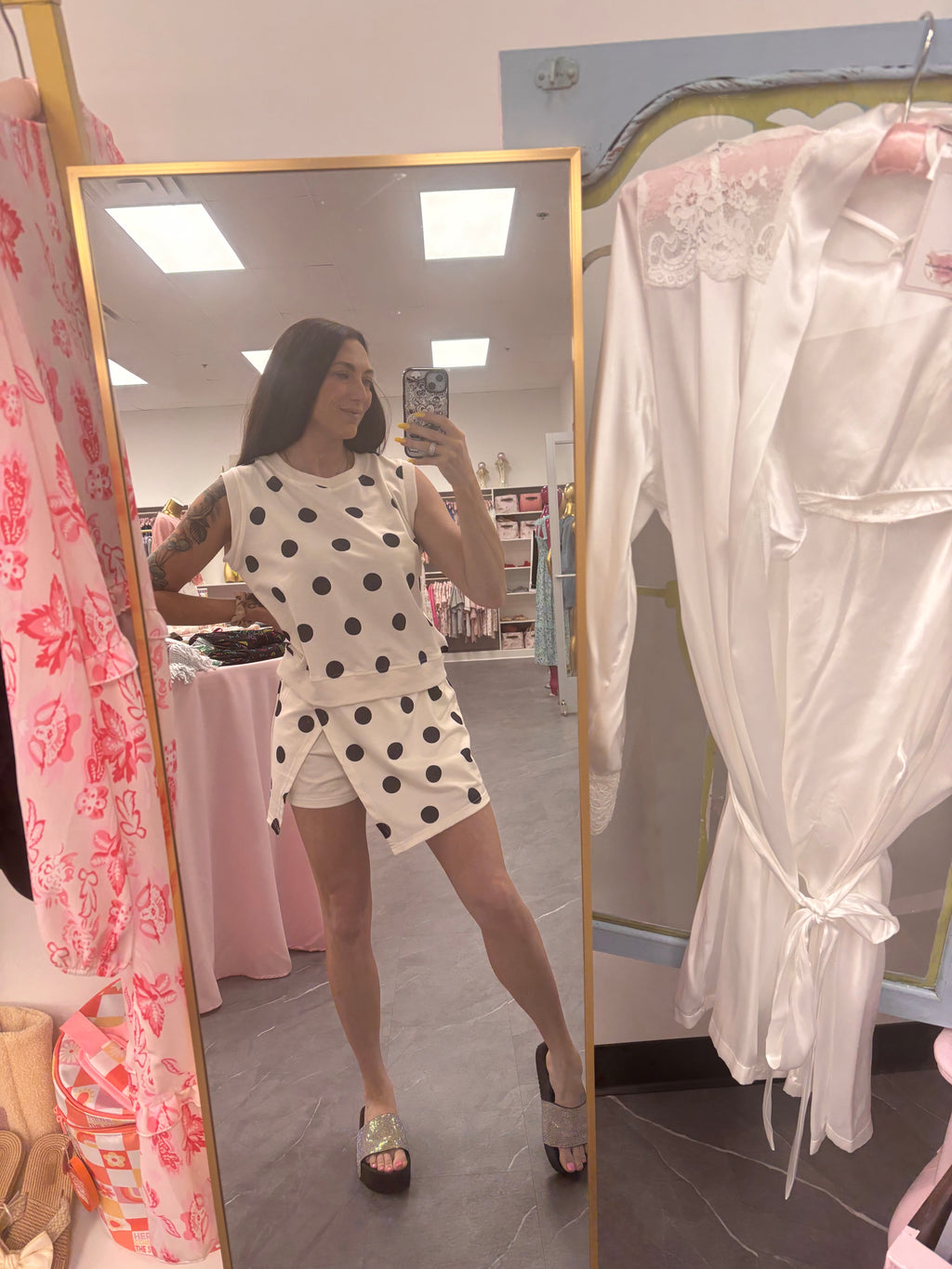 Polka Dot Tank Split Mini Skort Set