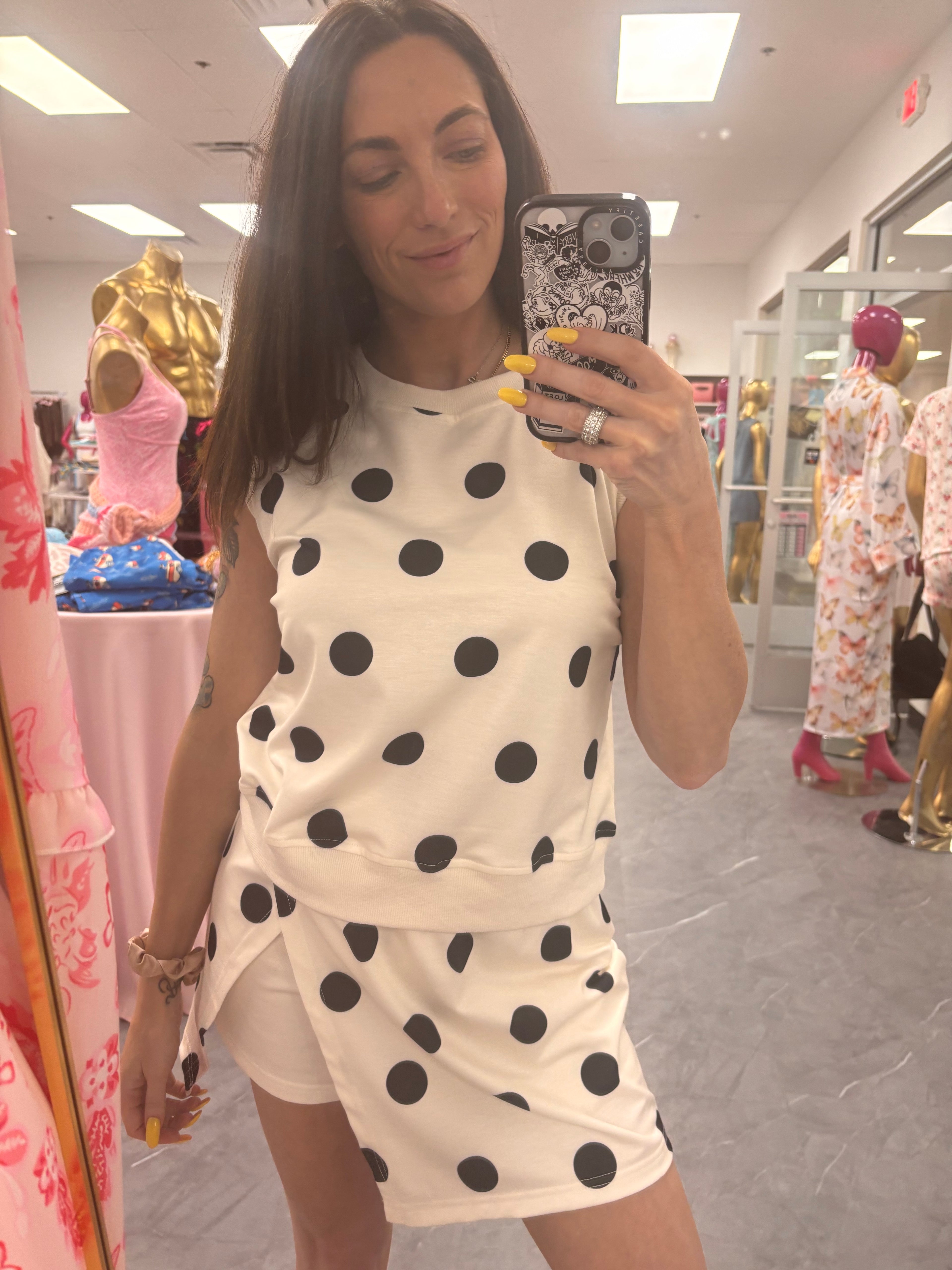 Polka Dot Tank Split Mini Skort Set