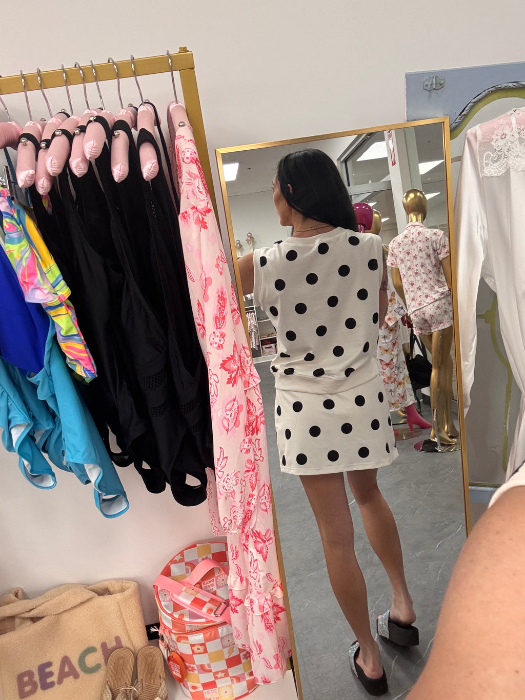Polka Dot Tank Split Mini Skort Set