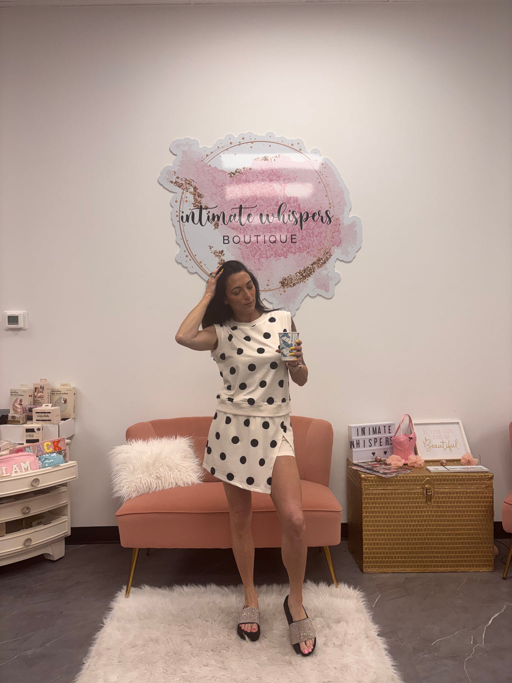 Polka Dot Tank Split Mini Skort Set