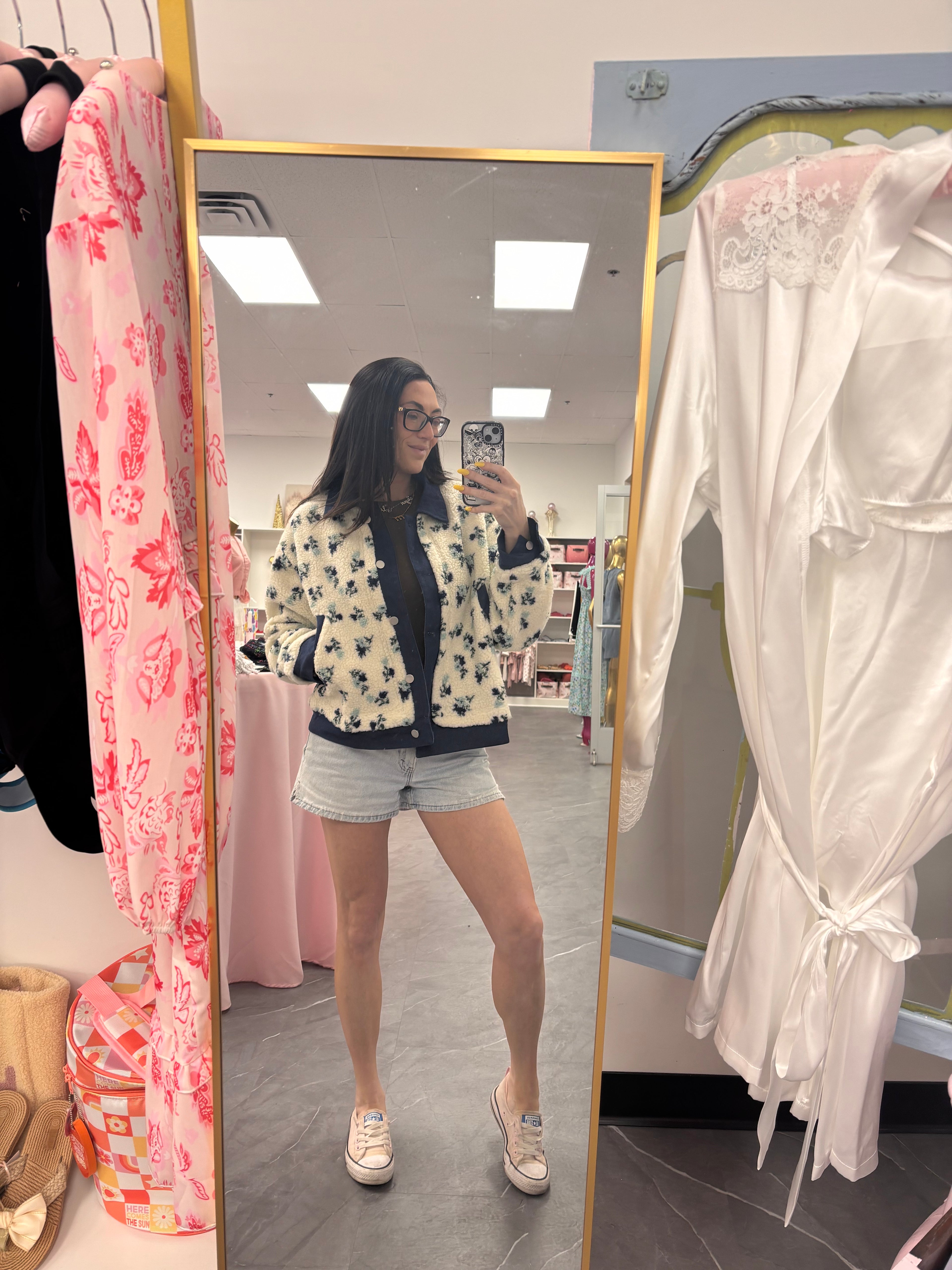 Floral  Collared Button-Down Jacket