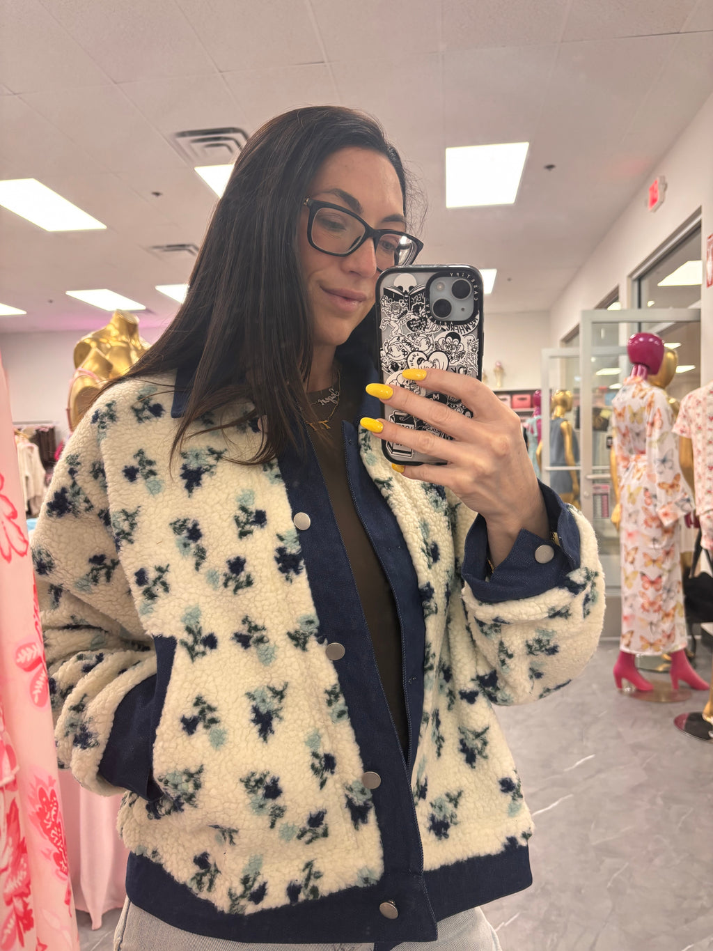 Floral  Collared Button-Down Jacket