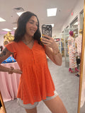 Orange Eyelet Peplum