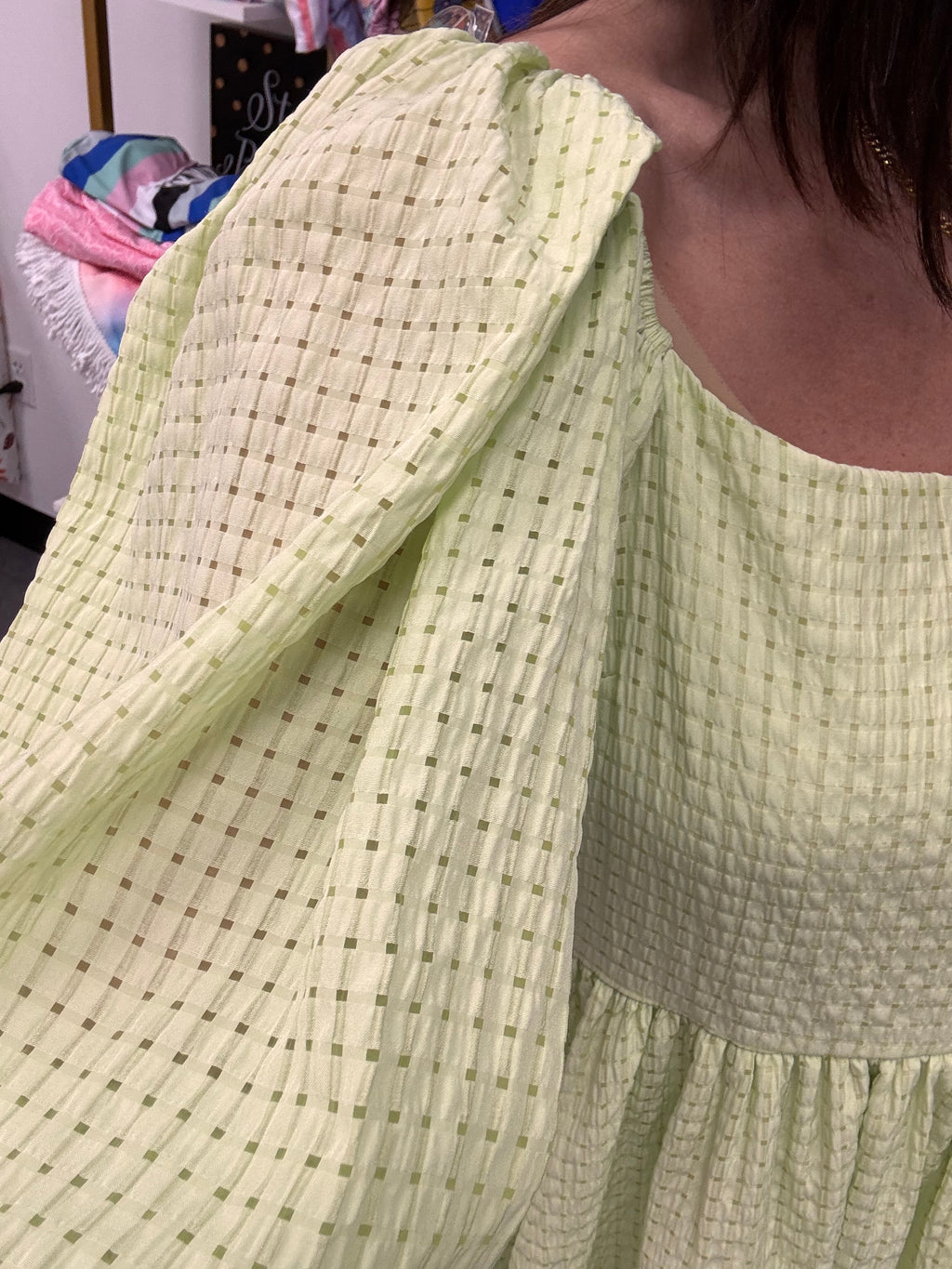 Gingham Puff Sleeve Mini Dress