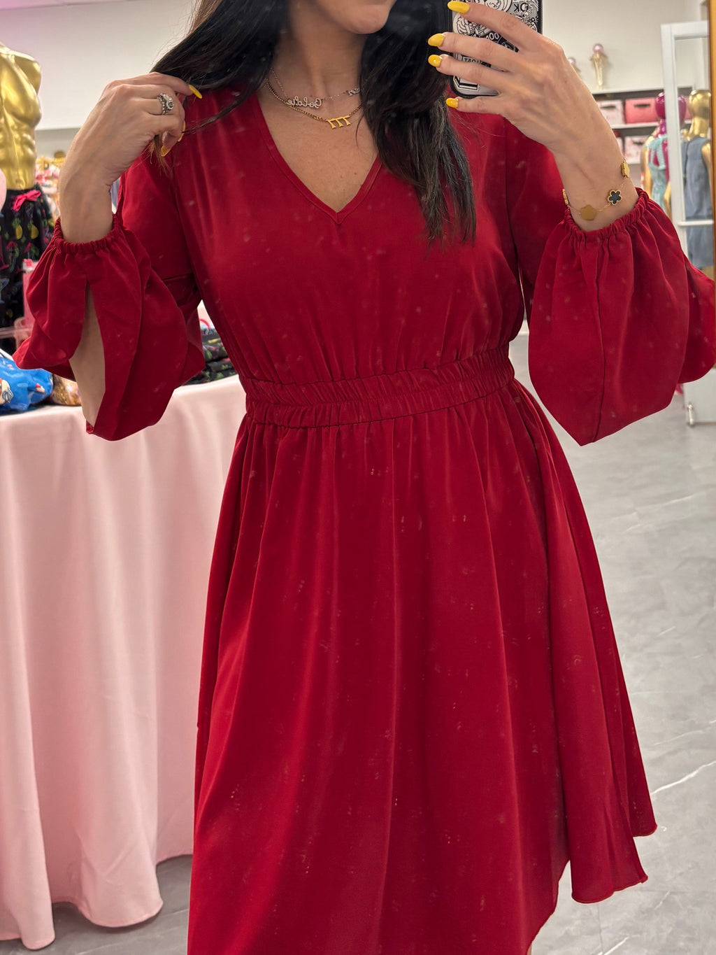 V Neck Dress Wine