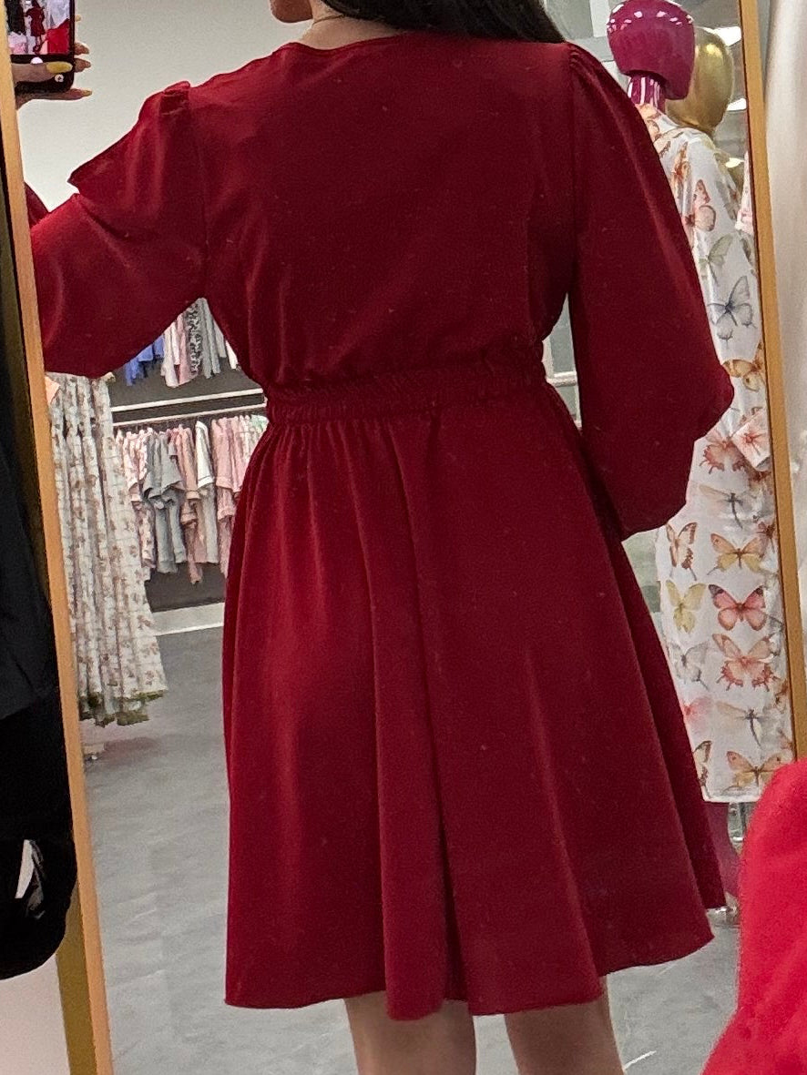 V Neck Dress Wine