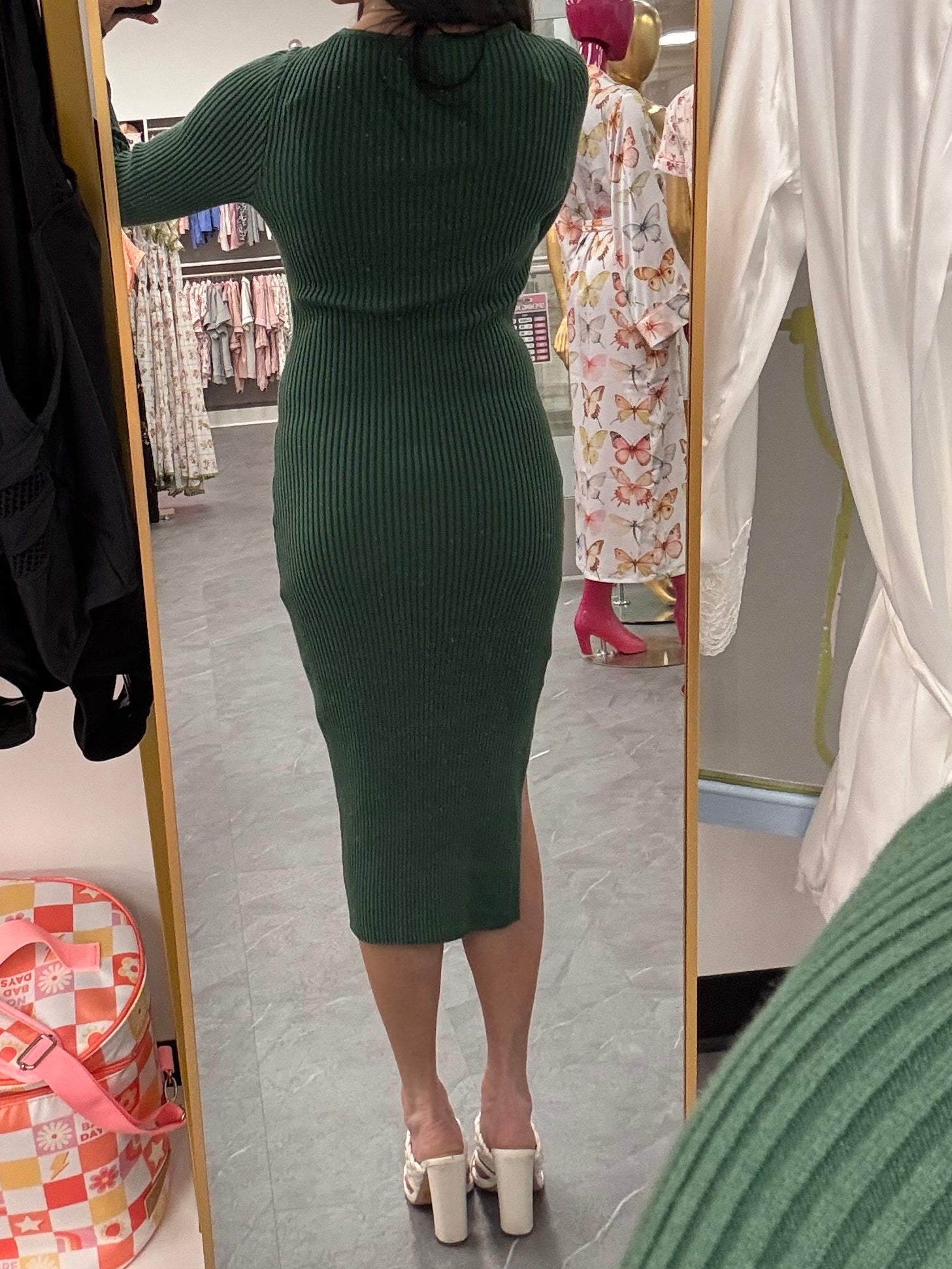 Ribbed Sweater Dress Forest