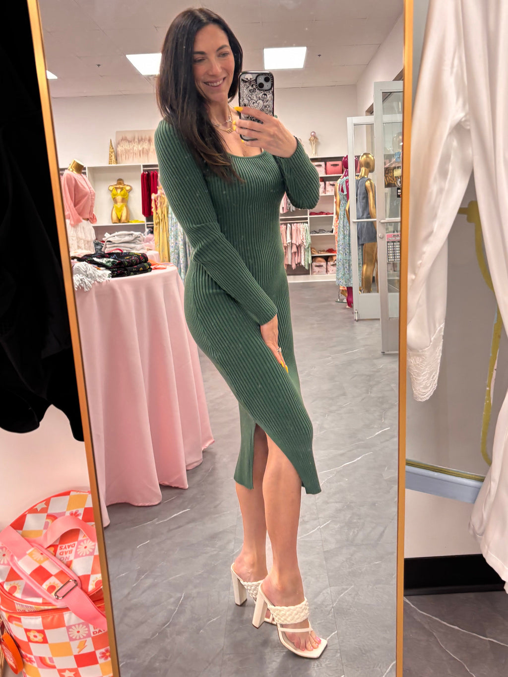 Ribbed Sweater Dress Forest