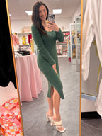 Ribbed Sweater Dress Forest