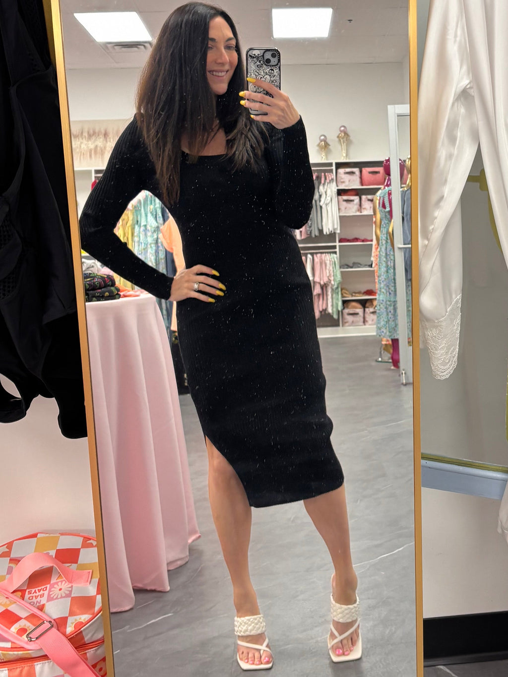 Ribbed Sweater DressBlack