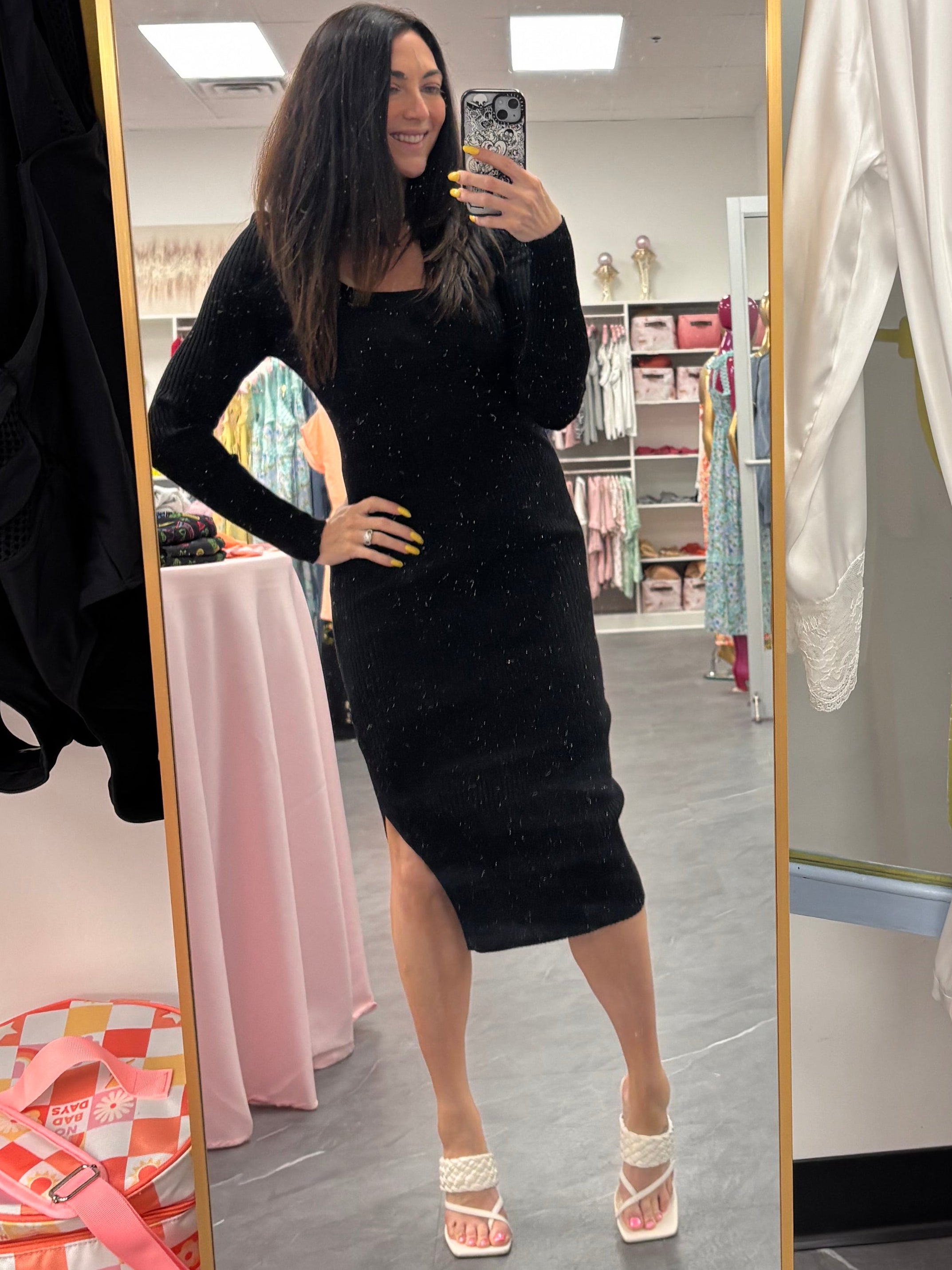 Ribbed Sweater DressBlack