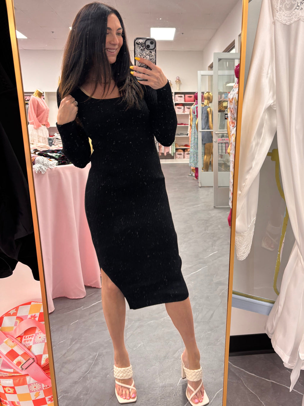 Ribbed Sweater DressBlack